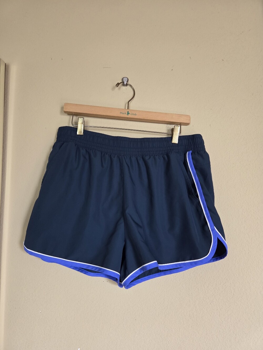 Women's Navy Running Shorts with Royal Trim